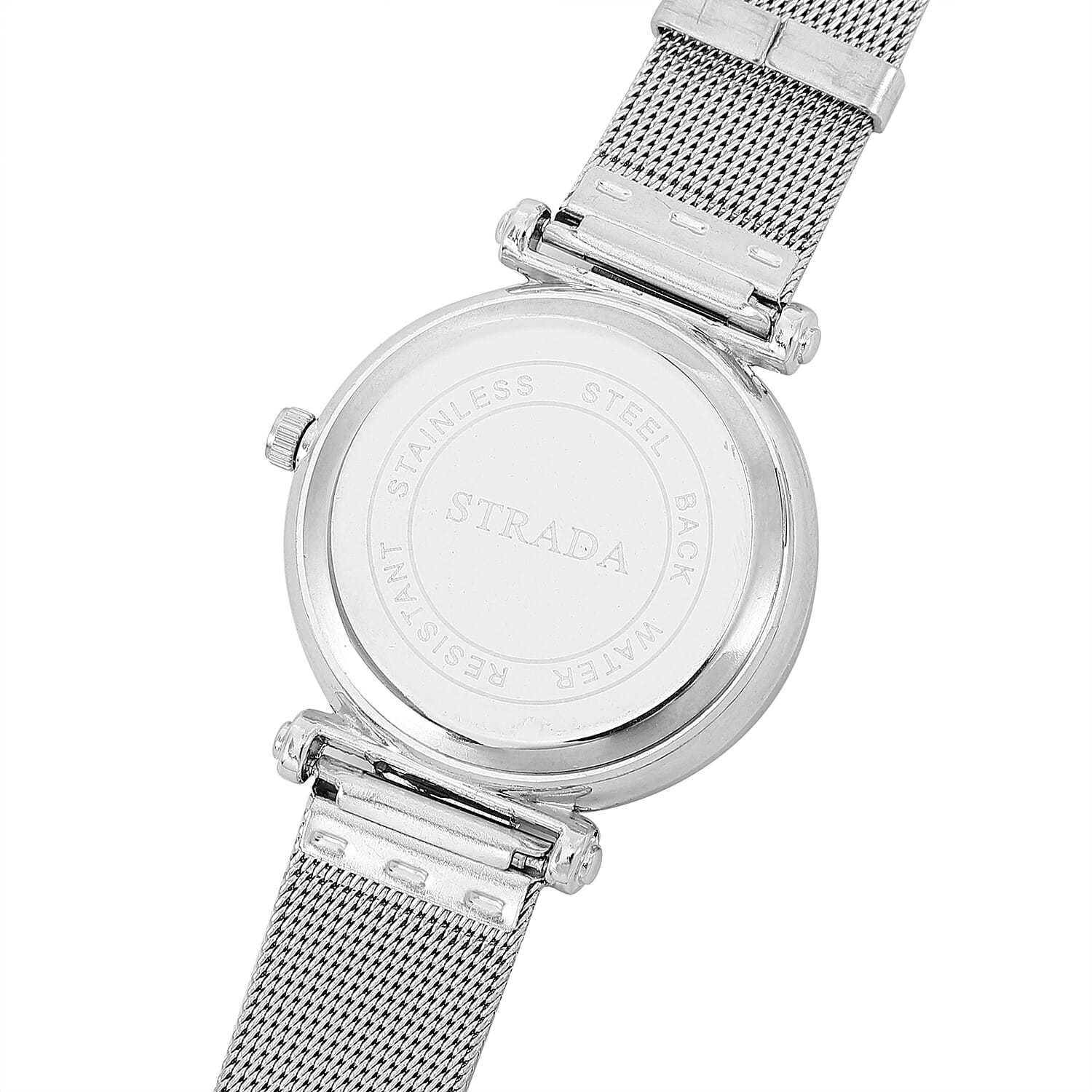 STRADA Japanese Movement Silver & Pink Dial Water Resistant Watch in Silver Colour Mesh Belt