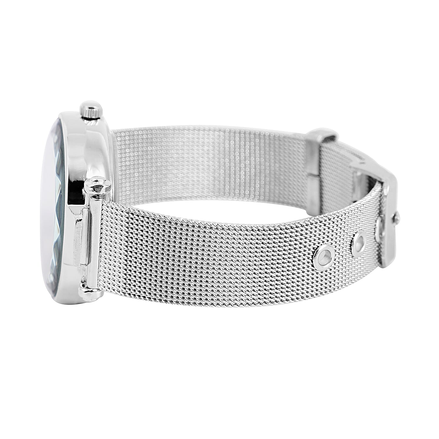 STRADA Japanese Movement Silver & Purple Dial Water Resistant Watch in Silver Colour Mesh Belt