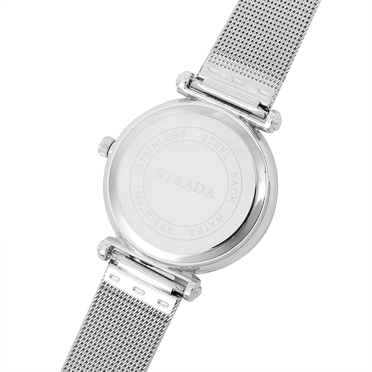 STRADA Japanese Movement Silver & Purple Dial Water Resistant Watch in Silver Colour Mesh Belt