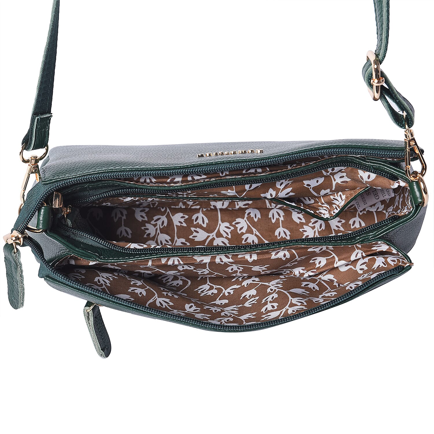 SENCILLEZ 100% Genuine Leather Crossbody Bag with Shoulder Strap (Size 28x17x9Cm) - Green
