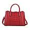 SENCILLEZ 100% Genuine Leather Croc Embossed Pattern Convertible Bag with Shoulder Strap (Size 32x23x12Cm) - Red