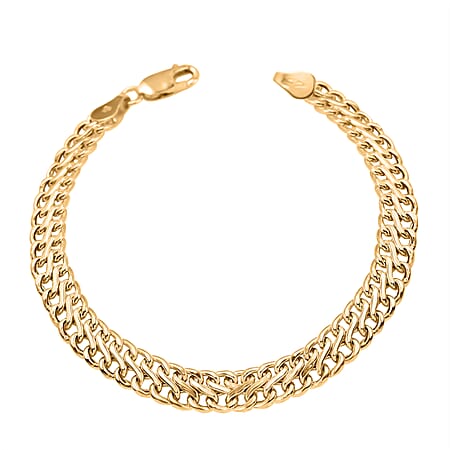 9K Yellow Gold Hollow Double Curb Bracelet (Size 7.25) with Lobster Clasp