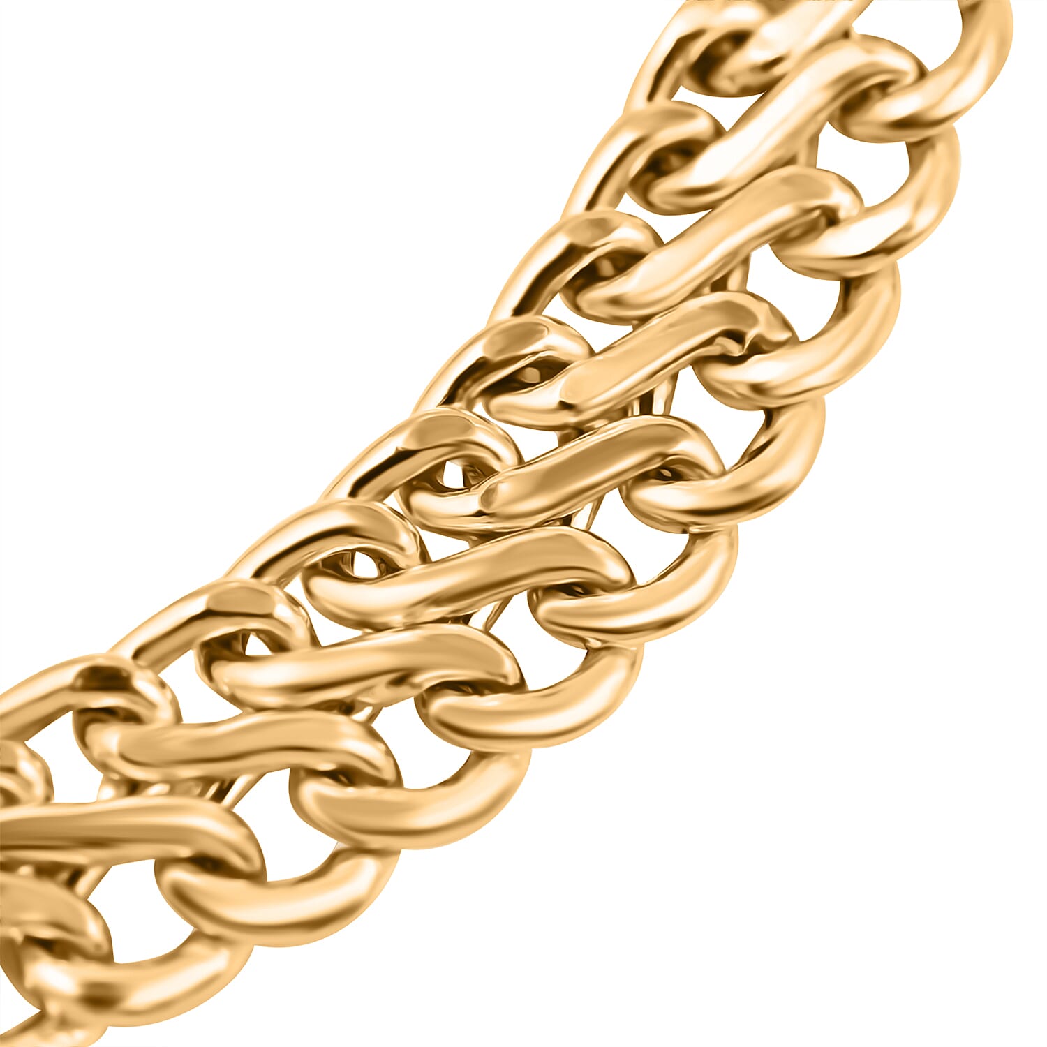 9K Yellow Gold Hollow Double Curb Bracelet (Size 7.25) with Lobster Clasp