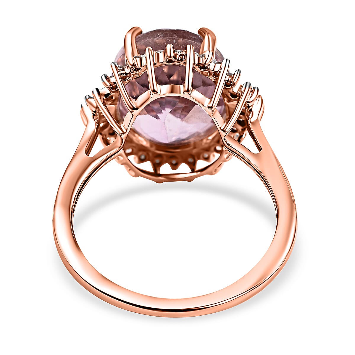 9K Rose Gold Urucum Kunzite and Diamond Ring 6.56 Ct.