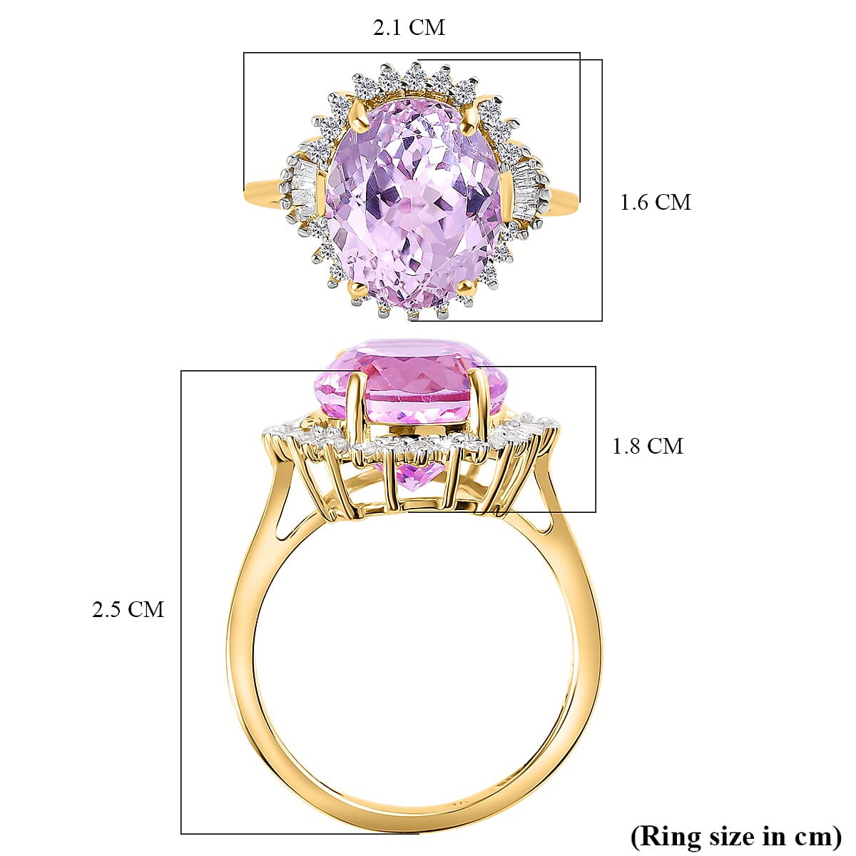 9K Rose Gold Urucum Kunzite and Diamond Ring 6.56 Ct.