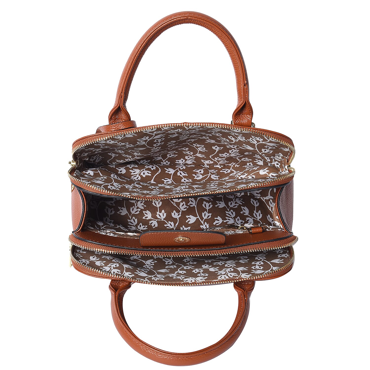 100% Genuine Leather Tote Bag with Shoulder Strap (Size 25x19x8Cm) - Tan