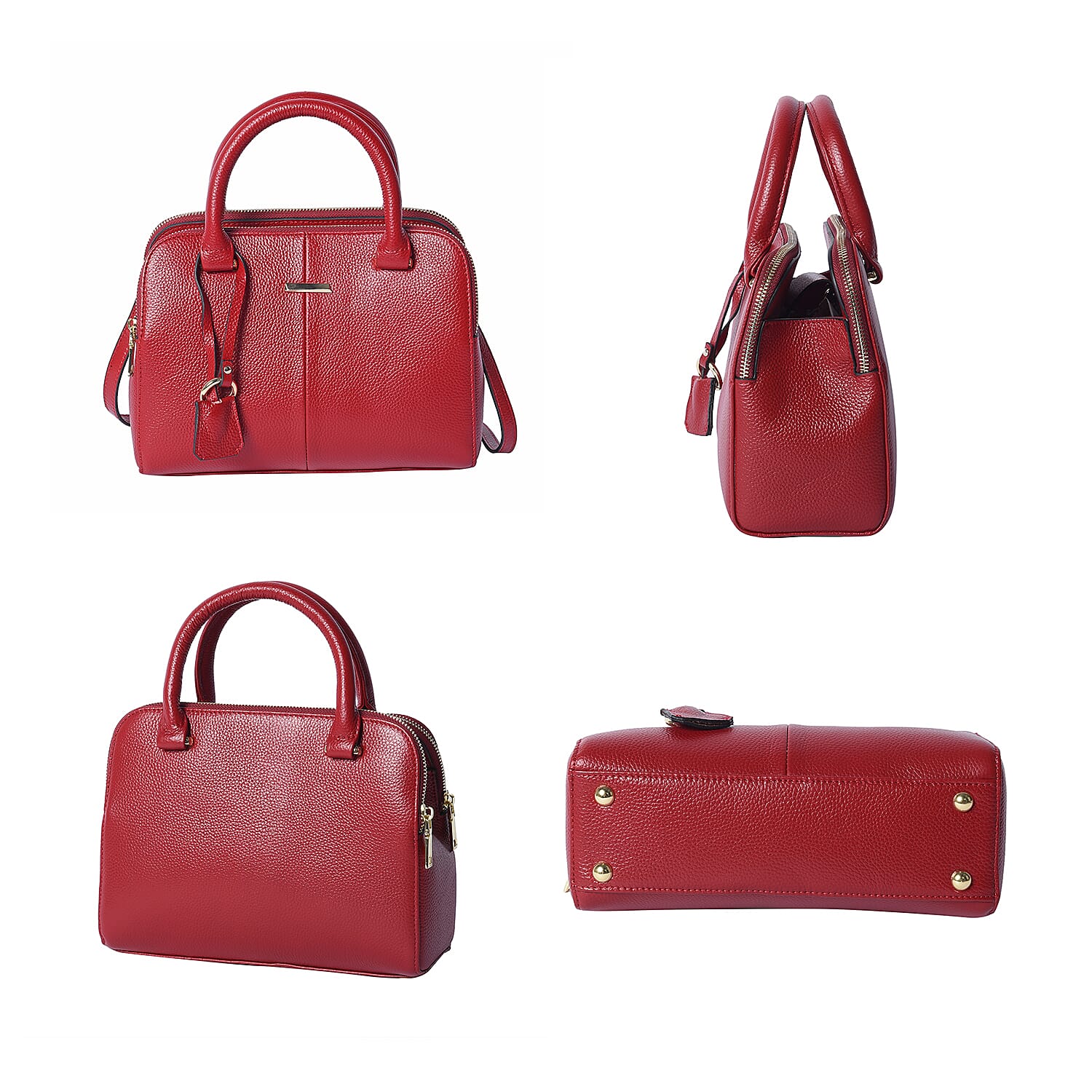 100% Genuine Leather Tote Bag with Shoulder Strap (Size 25x19x8Cm) - Burgundy