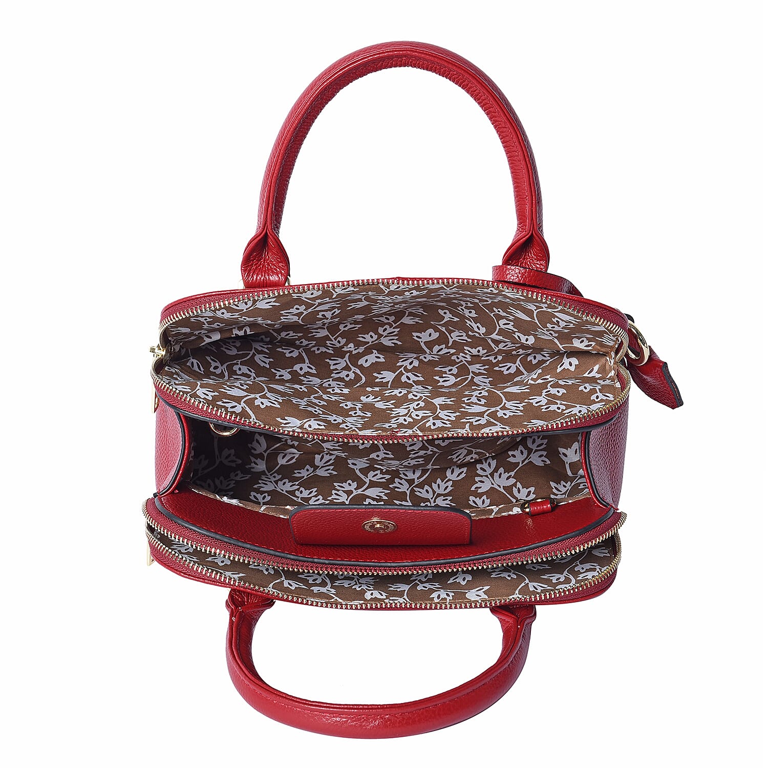 100% Genuine Leather Tote Bag with Shoulder Strap (Size 25x19x8Cm) - Burgundy