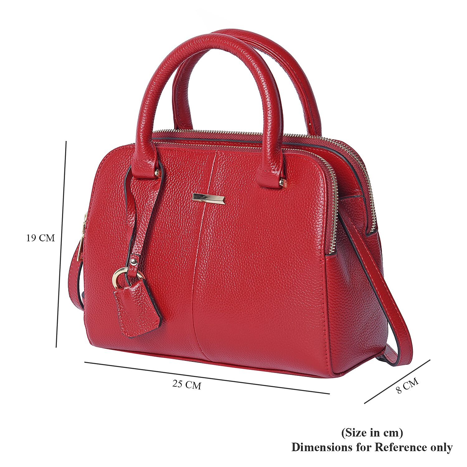 100% Genuine Leather Tote Bag with Shoulder Strap (Size 25x19x8Cm) - Burgundy