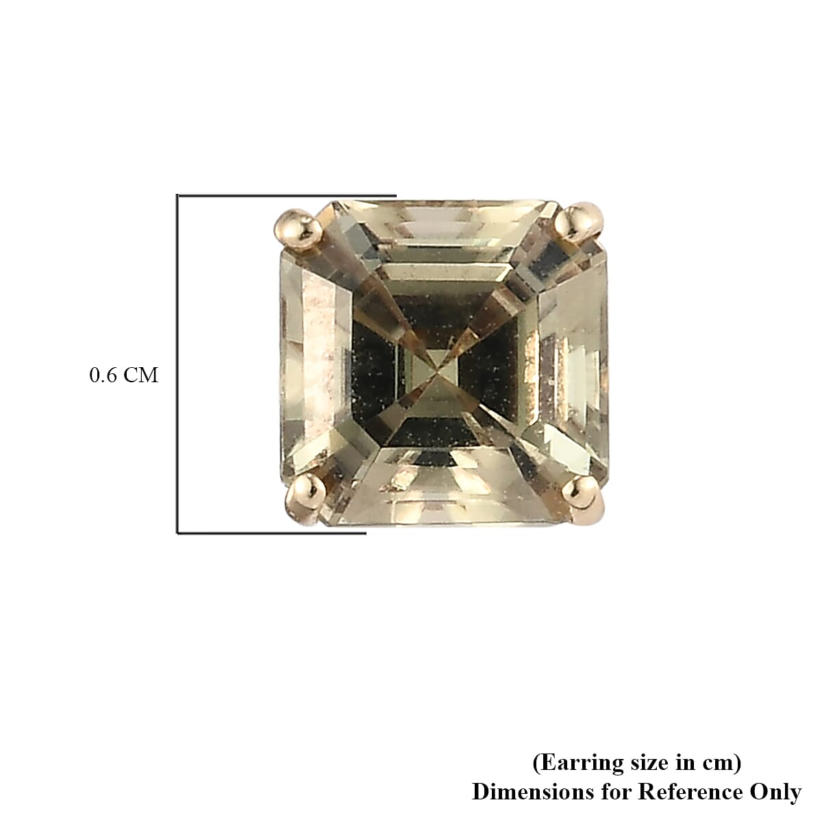 9K Yellow Gold AAA Turkizite (Asscher Cut) Stud Earrings (with Push Back) 2.57 Ct.