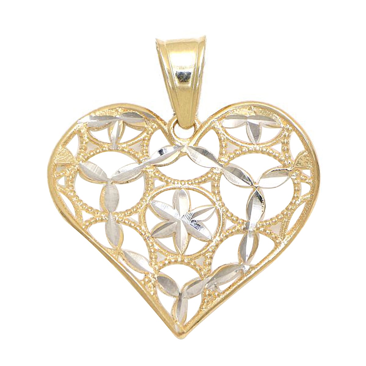 Italian Made 9K Yellow and White Gold Heart Pendant