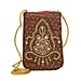 Damask Embroidered Crossbody Potli Pouch - Burgundy Green & Golden
