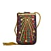 Damask Embroidered Crossbody Potli Pouch - Burgundy Green & Golden