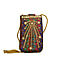 Damask Embroidered Crossbody Potli Pouch - Burgundy Green & Golden