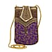 Damask Embroidered Crossbody Potli Pouch - Burgundy Green & Golden