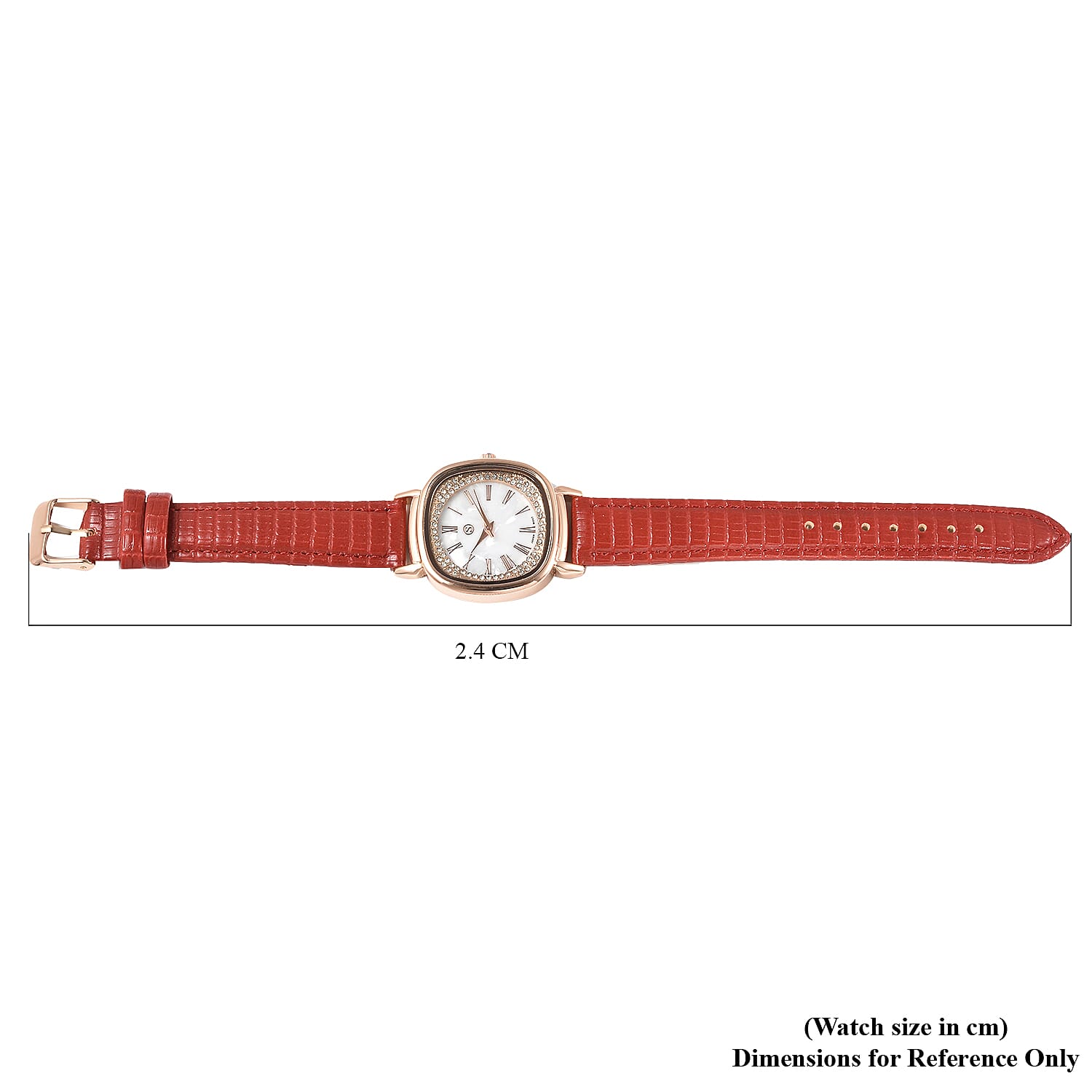 STRADA Japanese Movement White Dial Crystal Studded Water Resistant Watch with Red Colour Colour Strap