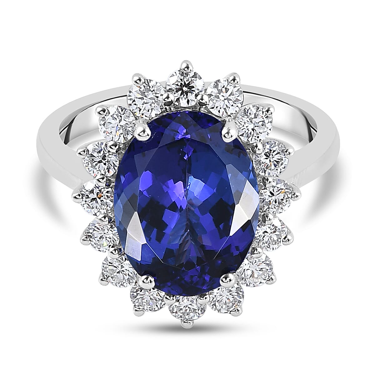 RHAPSODY 950 Platinum AAAA Tanzanite and Diamond Ring 6.77 Ct, Platinum wt. 7.25 Gms
