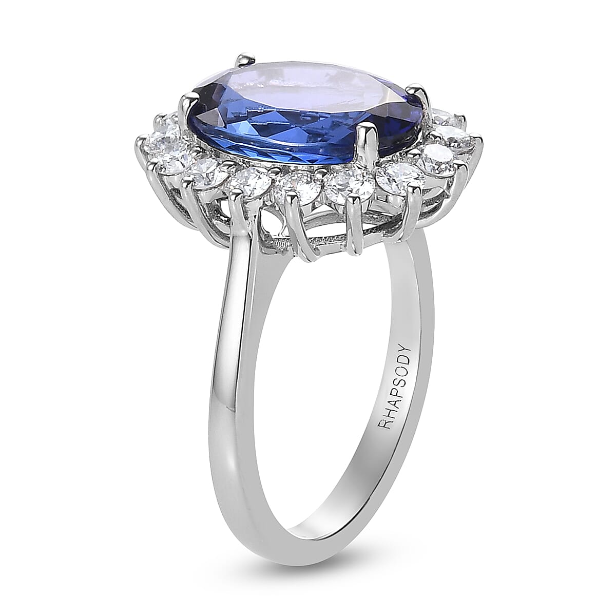RHAPSODY 950 Platinum AAAA Tanzanite and Diamond Ring 6.77 Ct, Platinum wt. 7.25 Gms