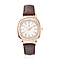 STRADA Japanese Movement White Dial Crystal Studded Water Resistant Watch with Brown Colour Strap