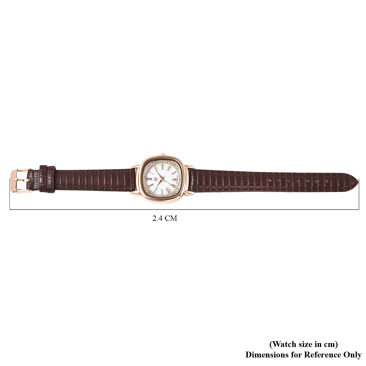 STRADA Japanese Movement White Dial Crystal Studded Water Resistant Watch with Brown Colour Strap
