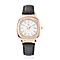 STRADA Japanese Movement White Dial Crystal Studded Water Resistant Watch with Black Colour Strap