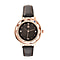 STRADA Japanese Movement Dark Brown Dial Crystal Studded Water Resistant Watch with Dark Brown Colour Strap