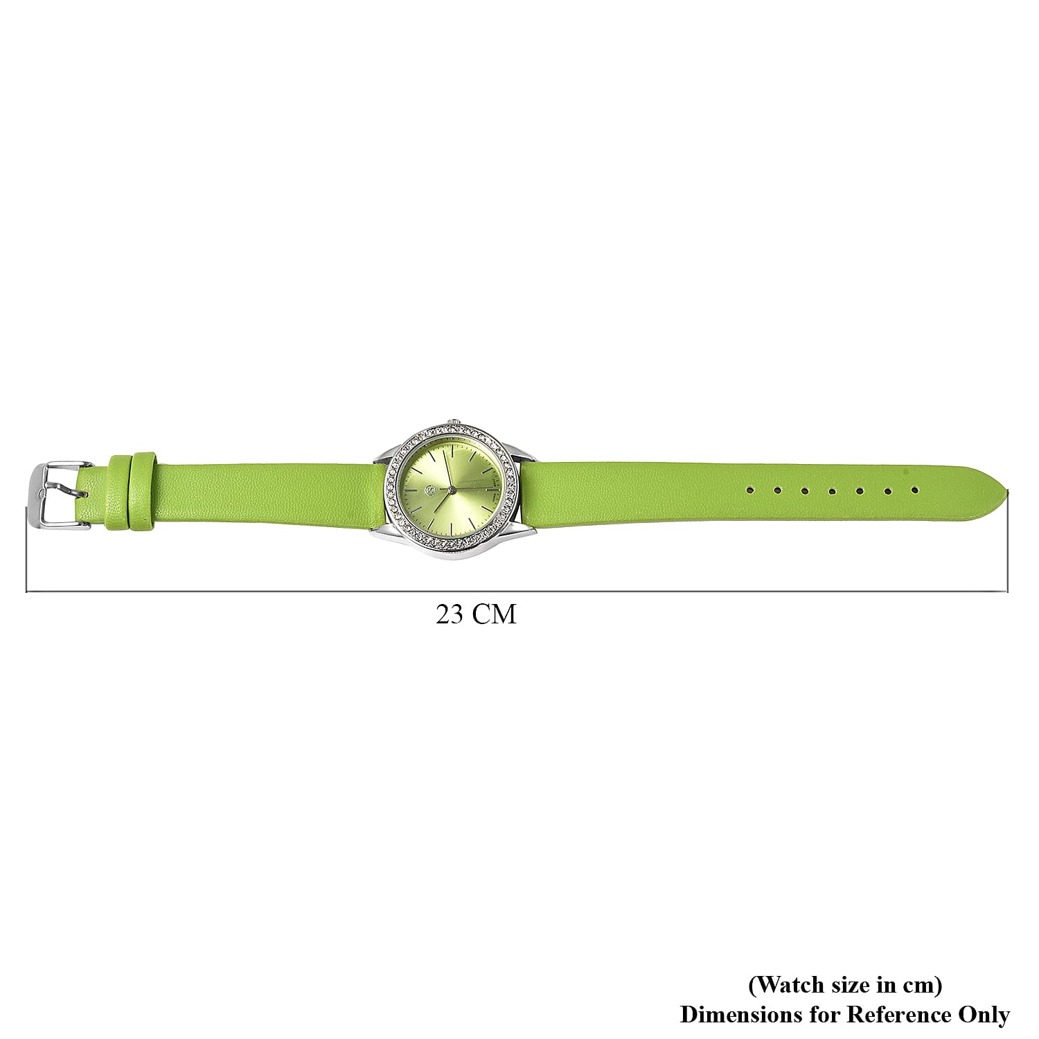 STRADA Japanese Movement Lime Green Dial Crystal Studded Water Resistant Watch with Lime Green Colour Strap