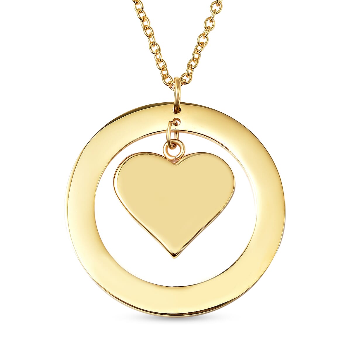 Heart Necklace (Size - 20) in Yellow Gold Tone