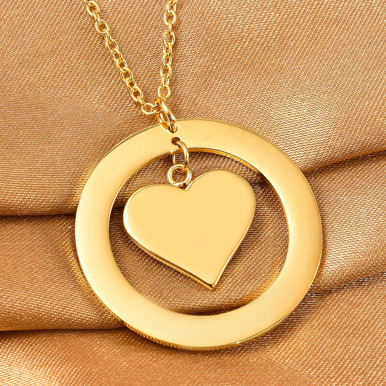 Heart Necklace (Size - 20) in Yellow Gold Tone
