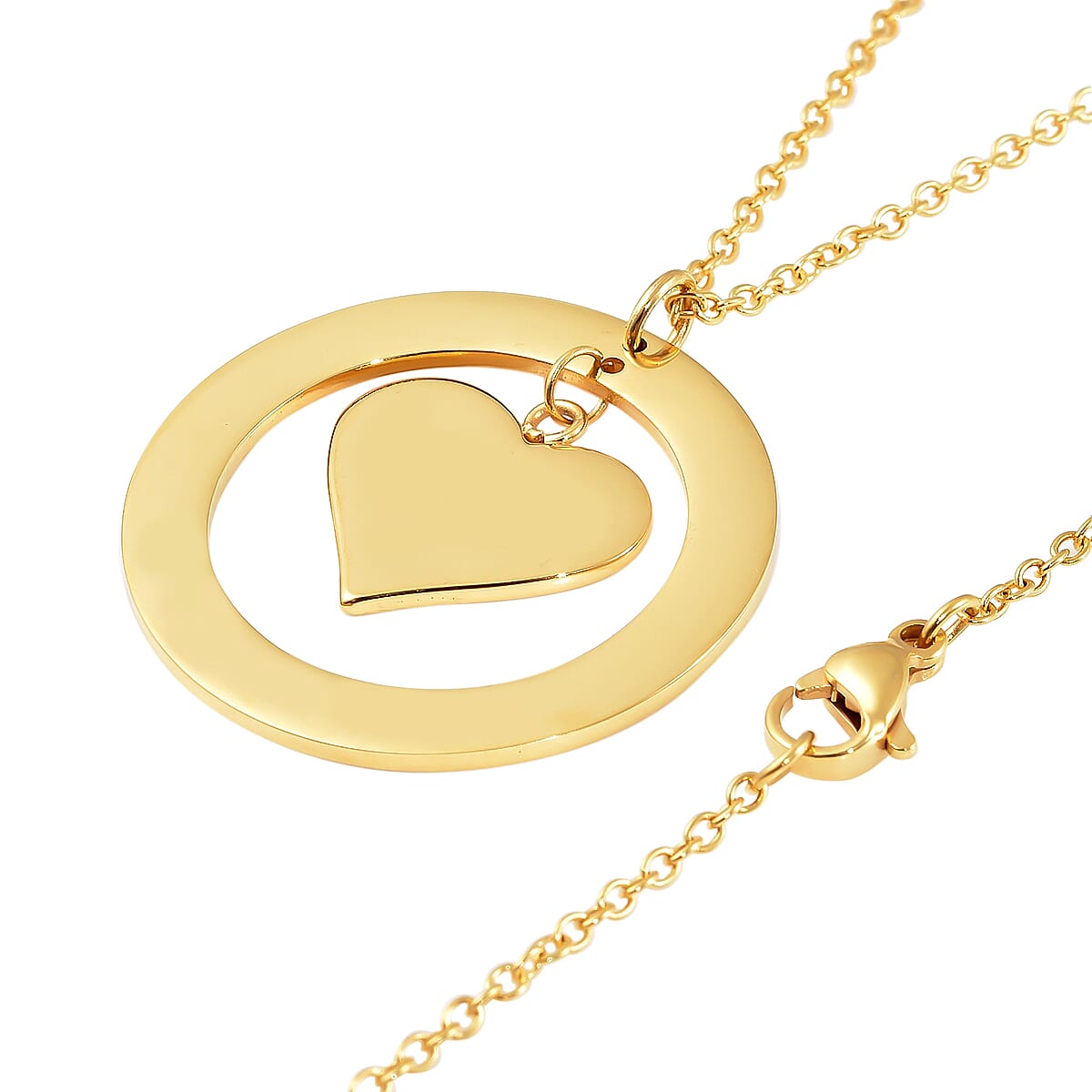 Heart Necklace (Size - 20) in Yellow Gold Tone