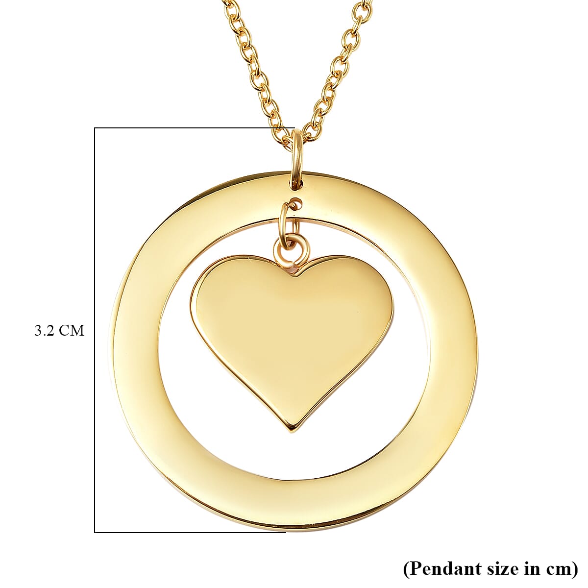 Heart Necklace (Size - 20) in Yellow Gold Tone