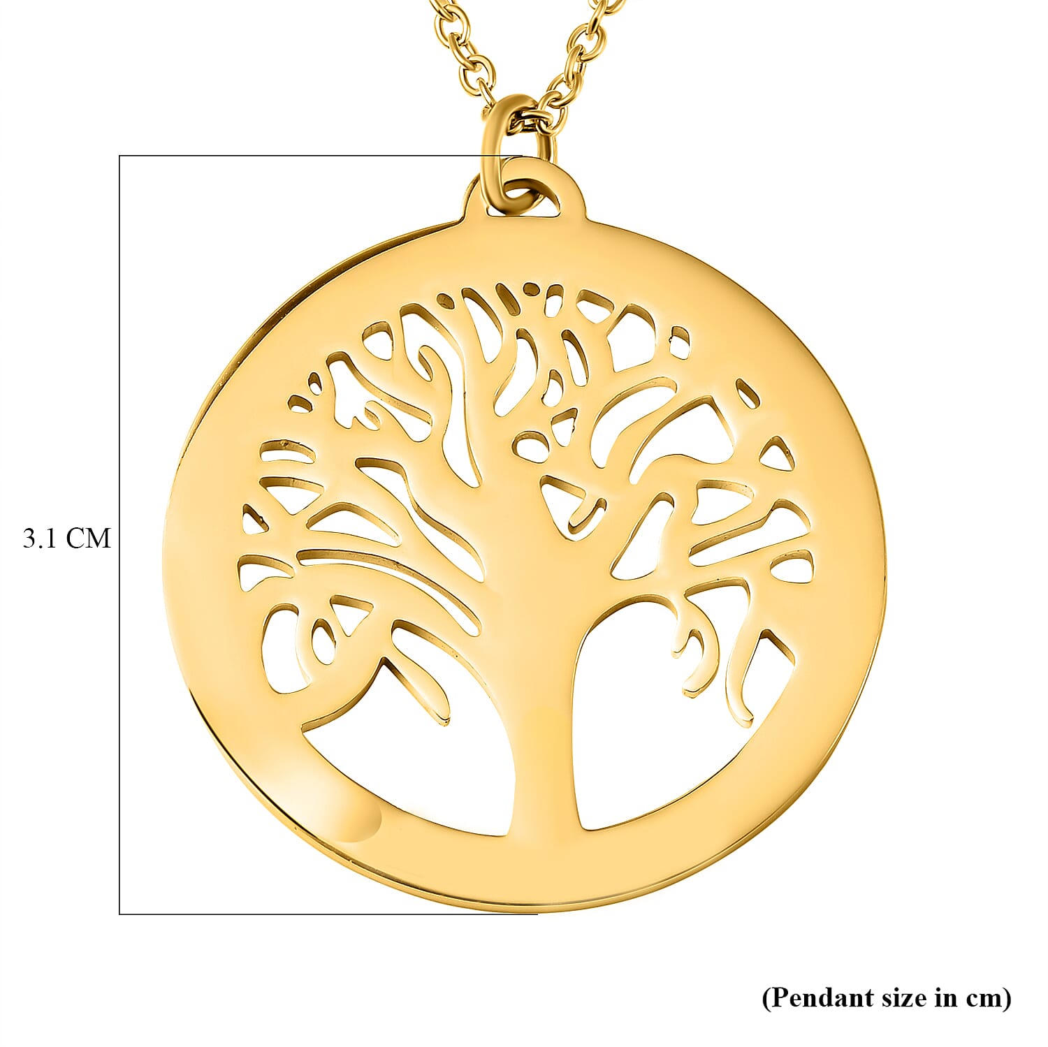Tree of Life Necklace (Size - 20) in Yellow Gold Tone