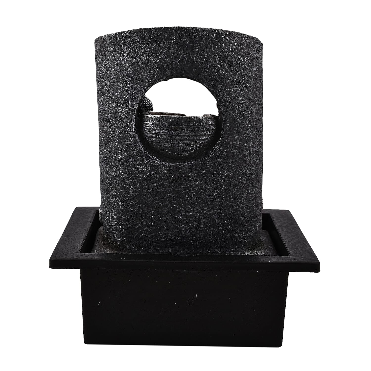 Lesser & Pavey Decorative Accents Buddha Water Fountain with LED Lighting in Bottom Layer (Size 20x17x26cm) - Grey & Black