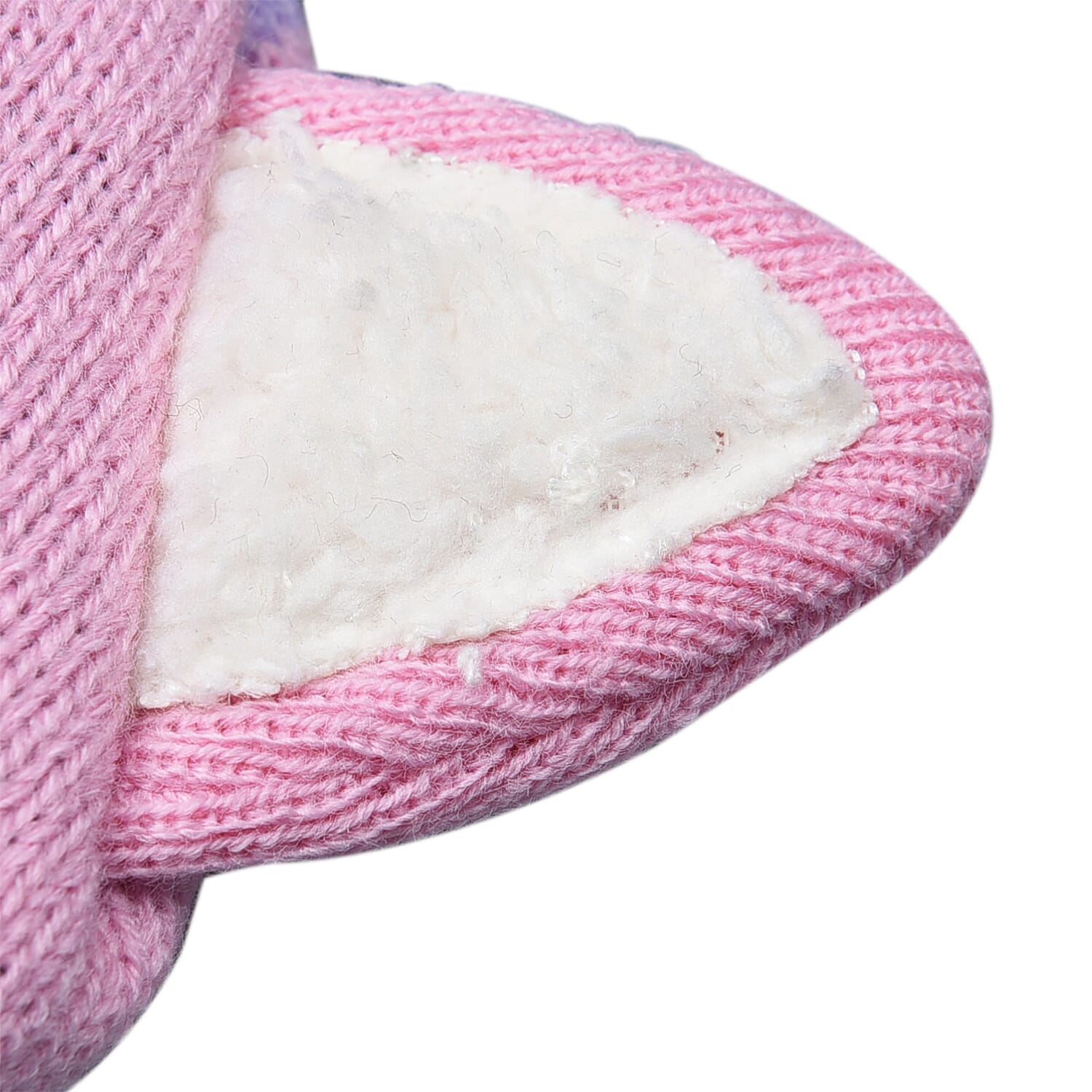 Unicorn Knitted Hat with Fleece Lining (Size 27x23Cm) - Pink