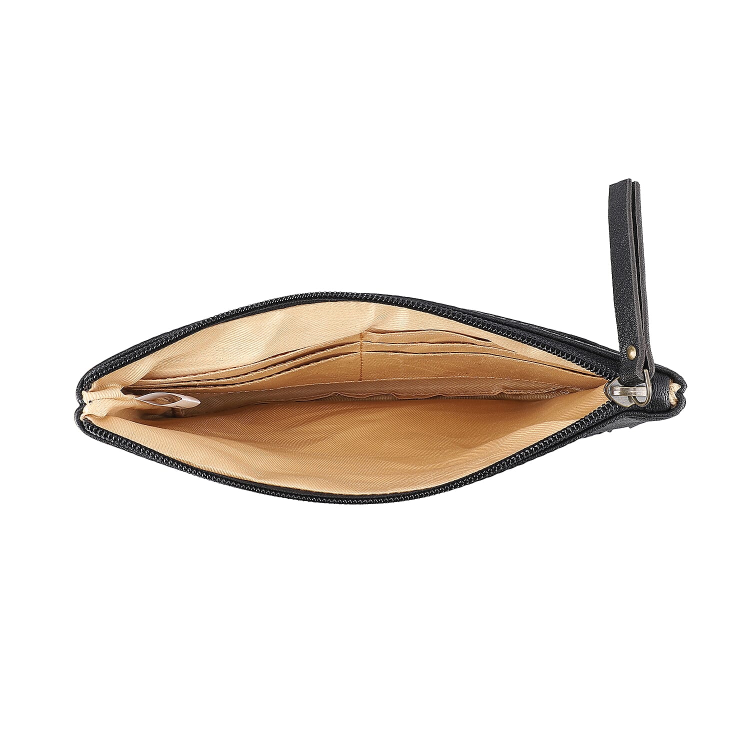 Hand Woven Macrame 100% Genuine Leather Clutch Wallet (Size 21x13cm) -  Black