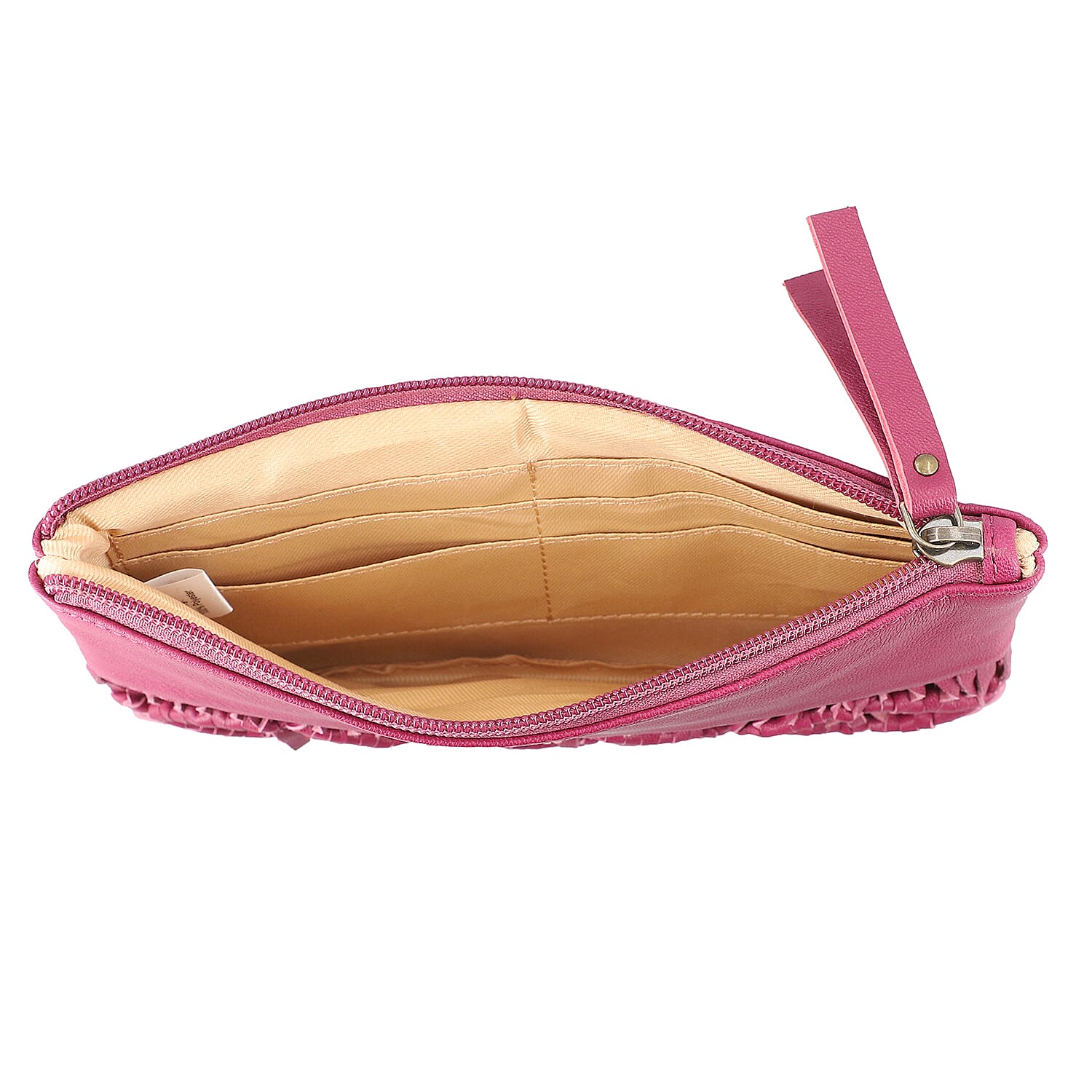 Hand Woven Macrame 100% Genuine Leather Clutch Wallet (Size 21x13cm) -  Black