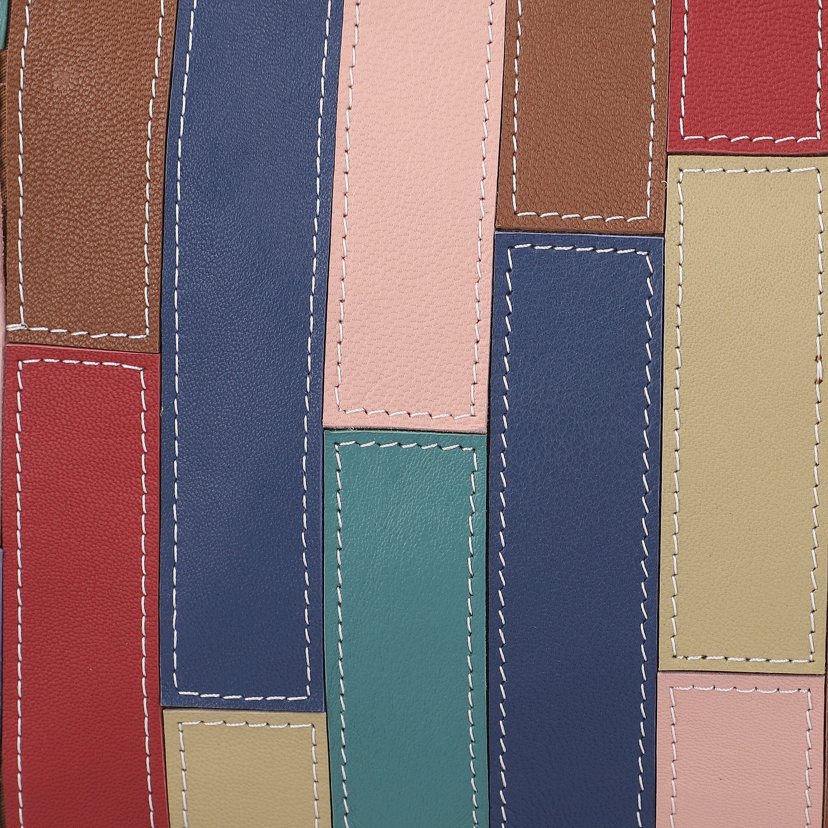 100% Genuine Leather Sling Bag with Shoulder Strap (Strap Size-115cm, Bag Size-26x20 CM) - Tan and Multi Colour