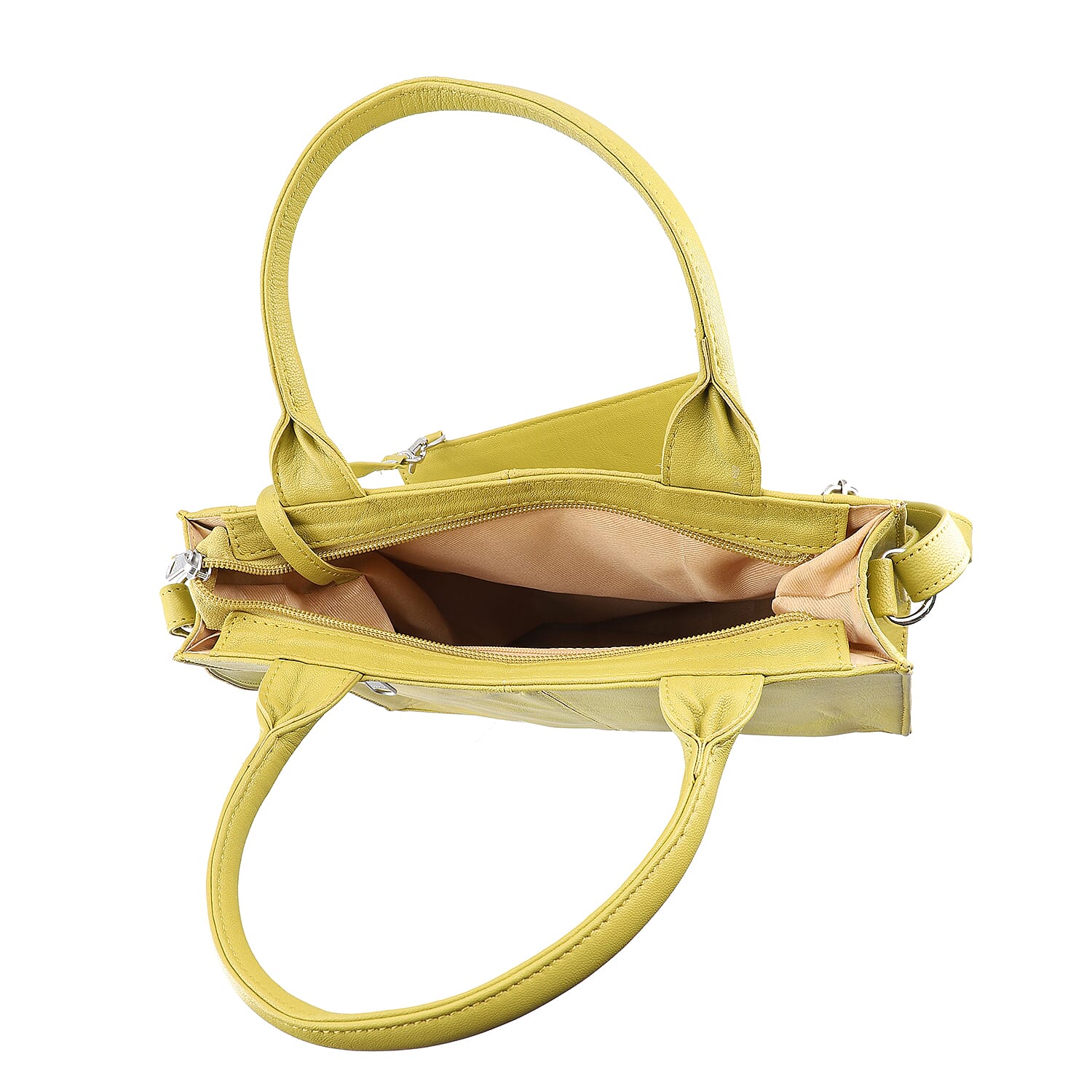 100% Genuine Leather 3-in-1 Croc Embossed Handbag (30x26x8cm) with Detachable Clutch (21x16cm) with Adjustable Shoulder Strap - Mustard