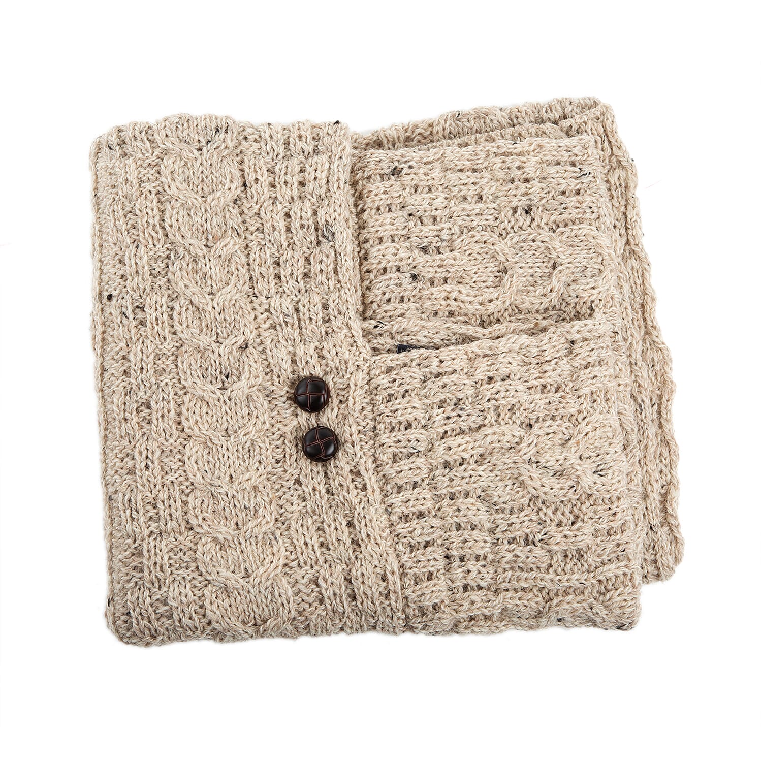 Aran 100% New Woollen Mills Irish Poncho in Nude Colour - One Size (8-18)