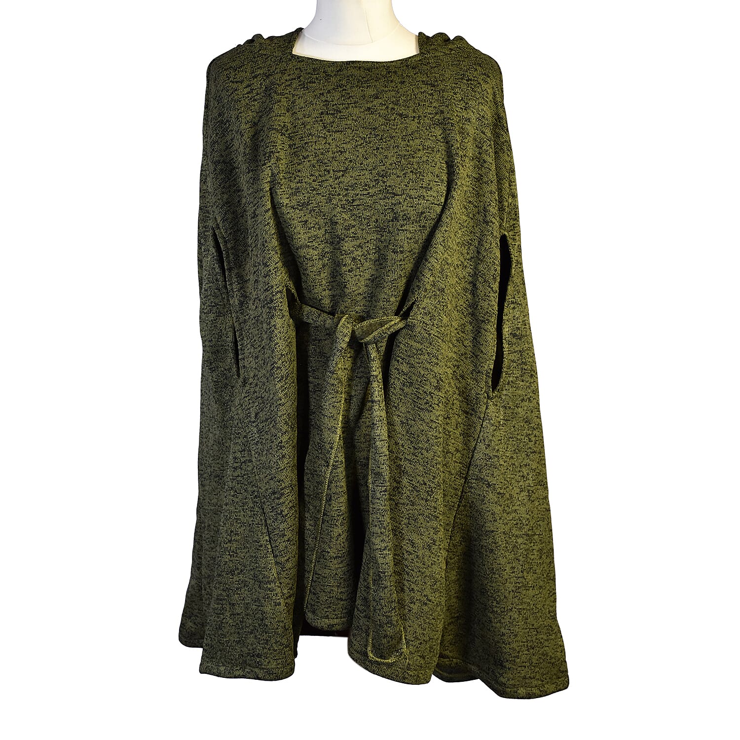 Aran 100% New Woollen Mills Irish Poncho in Moss Colour - One Size (8-18)