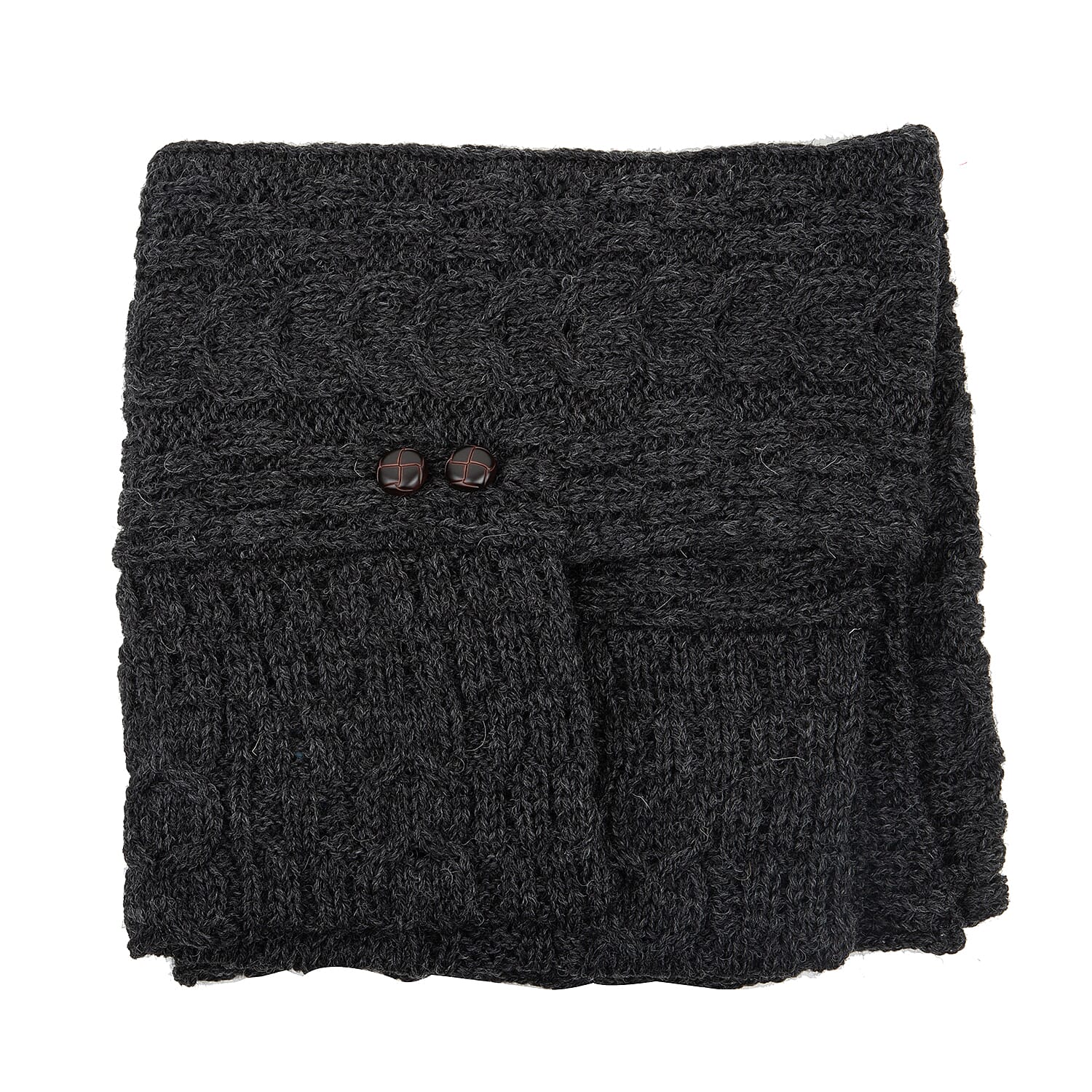 Aran 100% New Woollen Mills Irish Poncho in Charcoal Colour -One Size (8-18)