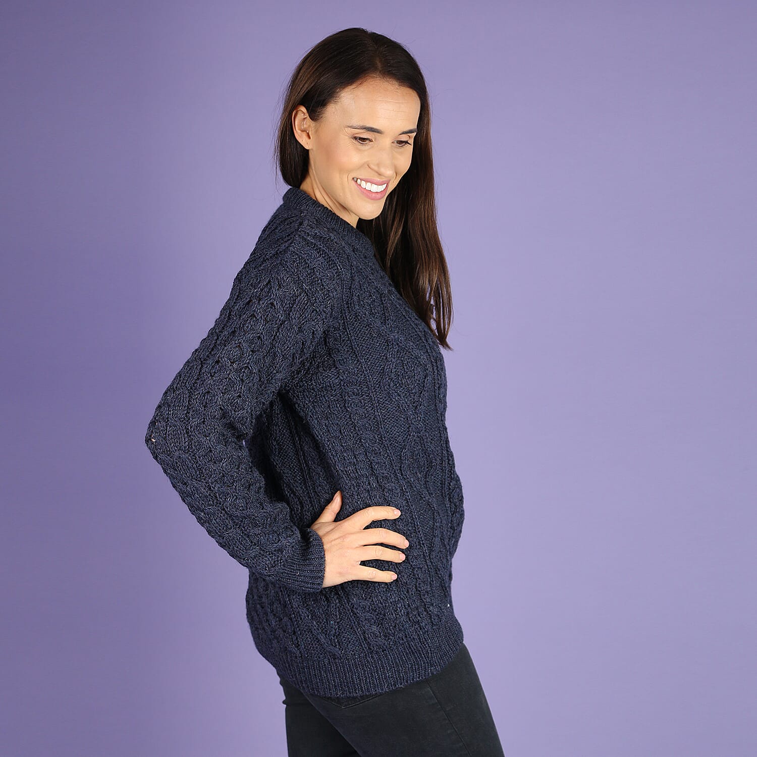 ARAN 100% Pure New Wool Irish Sweater - off white