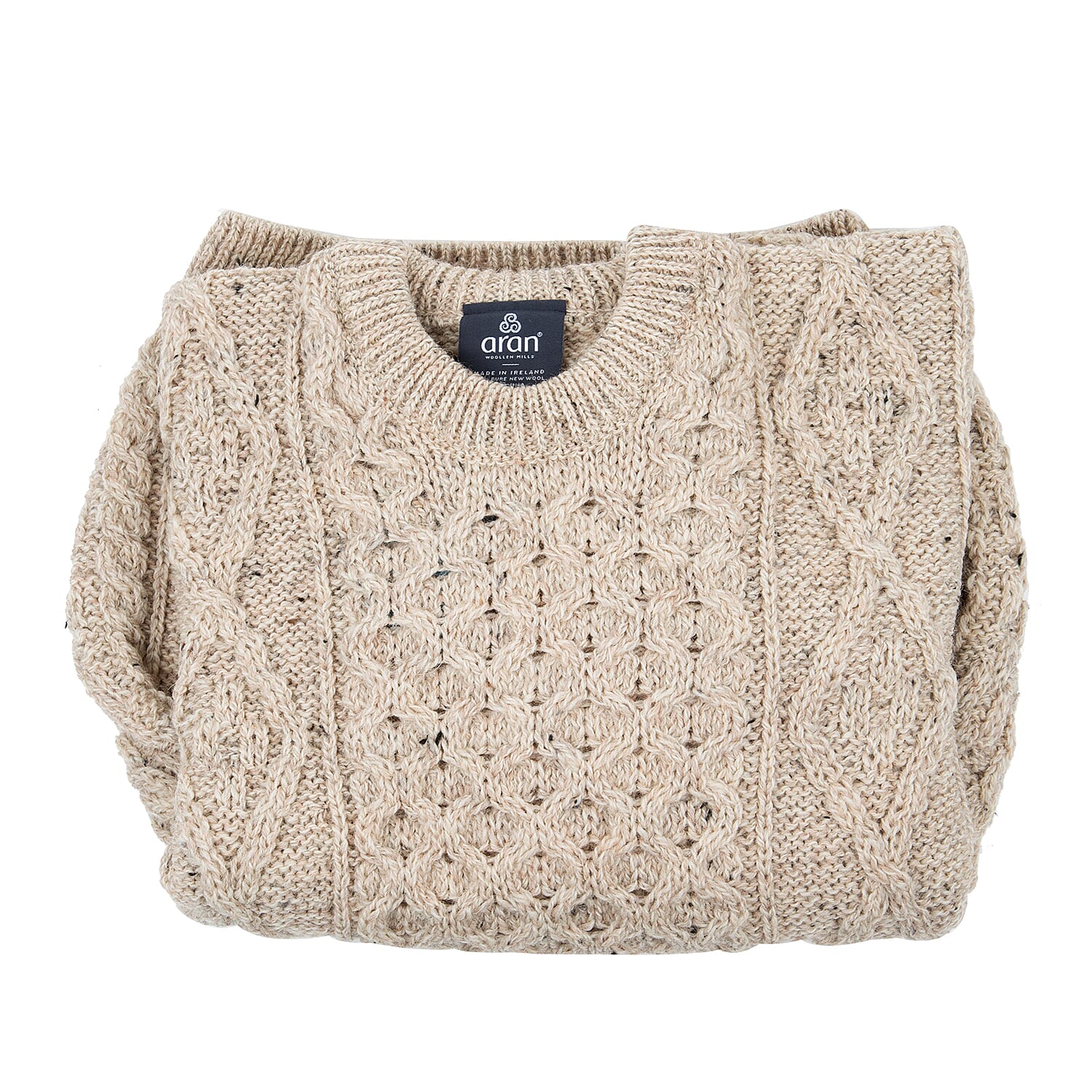 ARAN 100% Pure New Wool Irish Sweater - off white