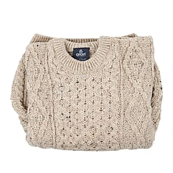 ARAN 100% Pure New Wool Irish Sweater - off white