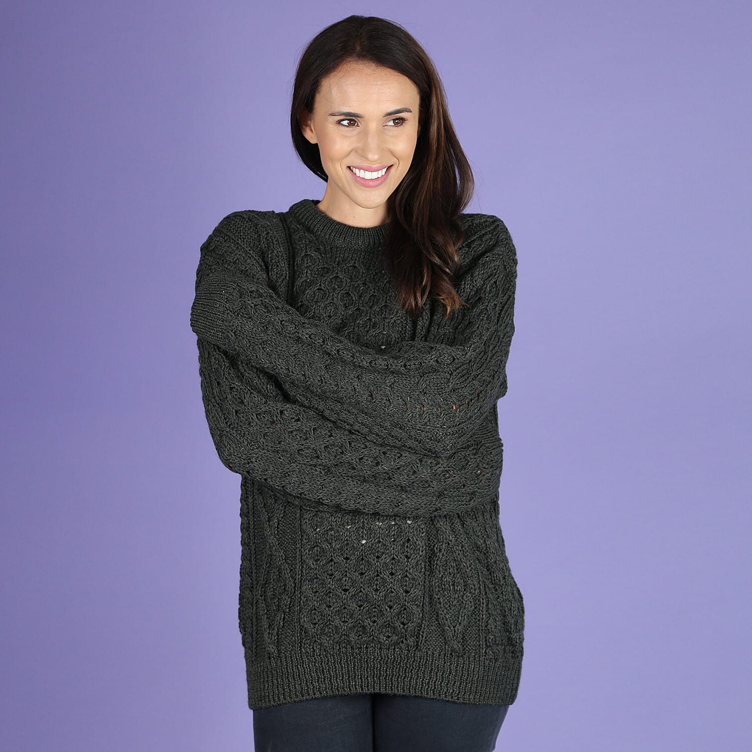 ARAN 100% Pure New Wool Irish Sweater - off white