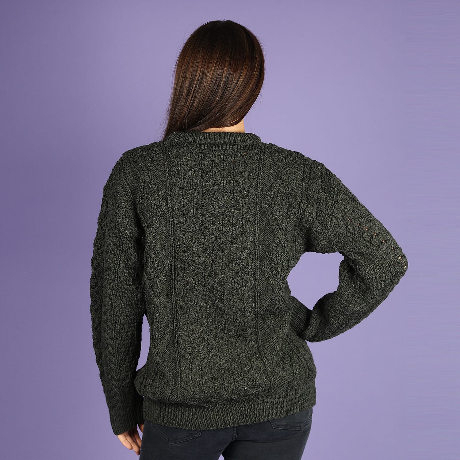 ARAN 100% Pure New Wool Irish Sweater - off white