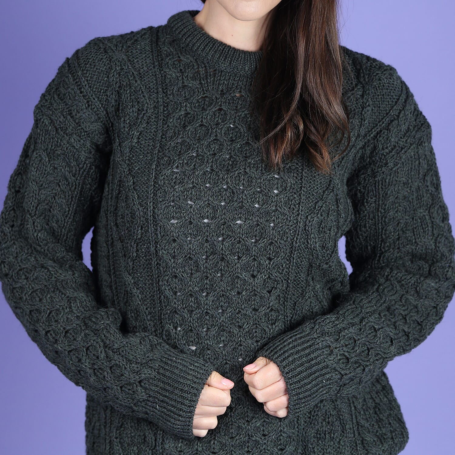 ARAN 100% Pure New Wool Irish Sweater - off white