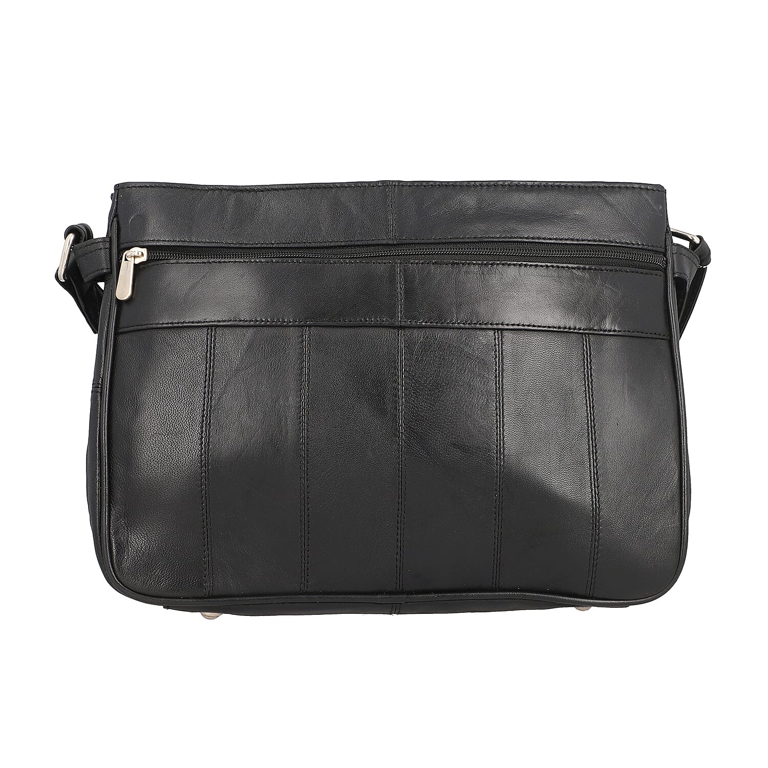 New Age - 100% Genuine Leather Crossbody Bag with Multiple Pockets and Adjustable Shoulder Strap (Size 30x23x8cm) - Black