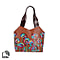 SUKRITI 100% Genuine Leather RFID Protected Floral Tote Bag (Size 23.5x29.5x10.5cm) - Burgundy
