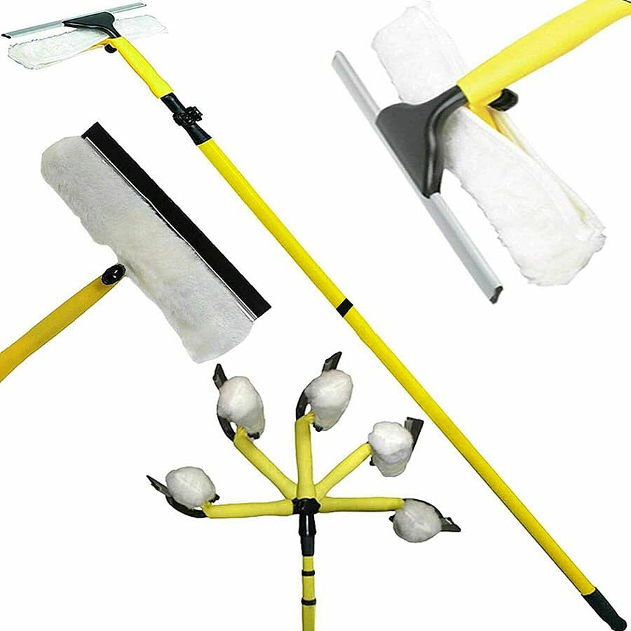 ROLSON Telescopic Window Cleaner with Adjustable Mop Head - Yellow